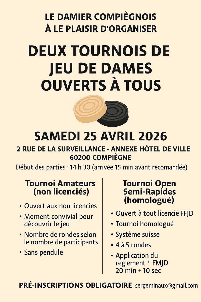 Tournoi amateurs  pour les joueurs non licenciés à la Fédération